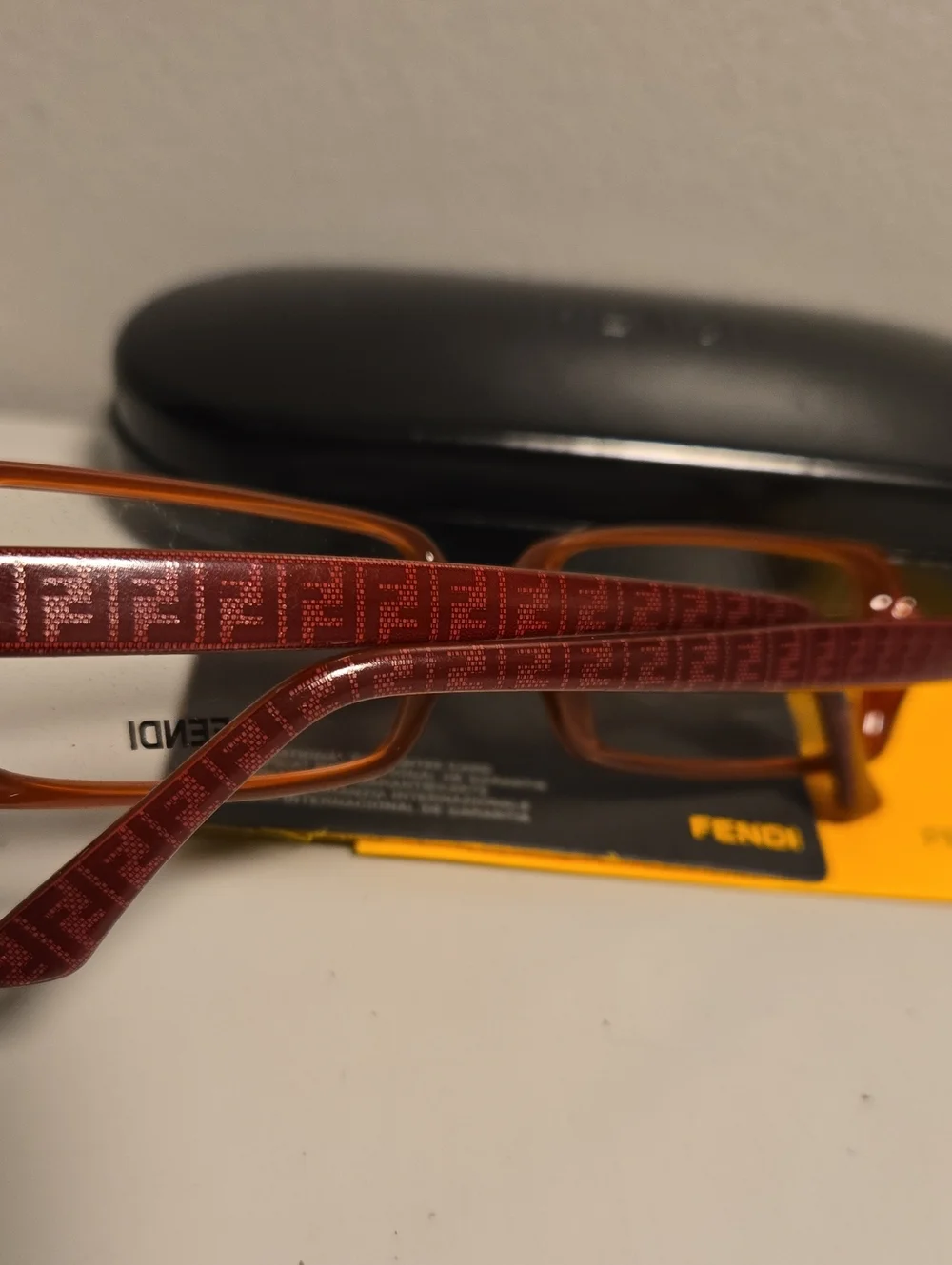 Fendi Women's Rectangular Amber Brown Optical Glasses
